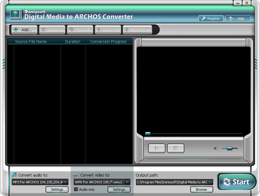 Digital Media to ARCHOS Converter 5.9 software screenshot