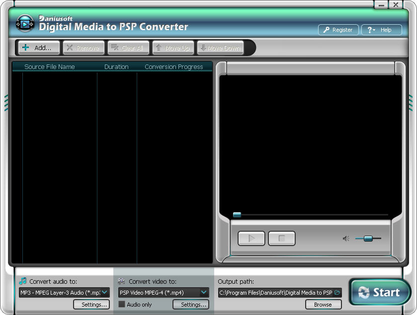 Digital Media to PSP Converter 5.9 software screenshot