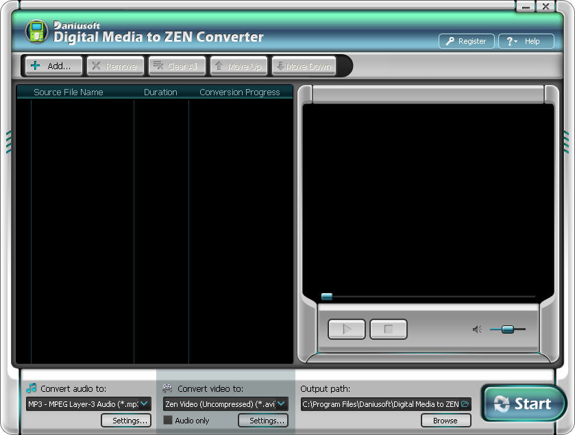 Digital Media to Zen Converter 5.9 software screenshot