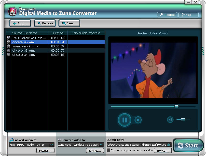 Digital Media to Zune Converter 5.3.9 software screenshot