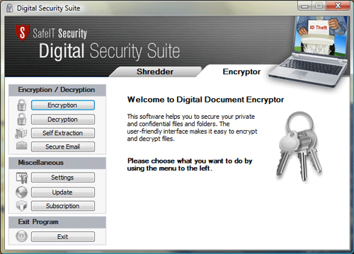 Digital Security Suite 2011 software screenshot