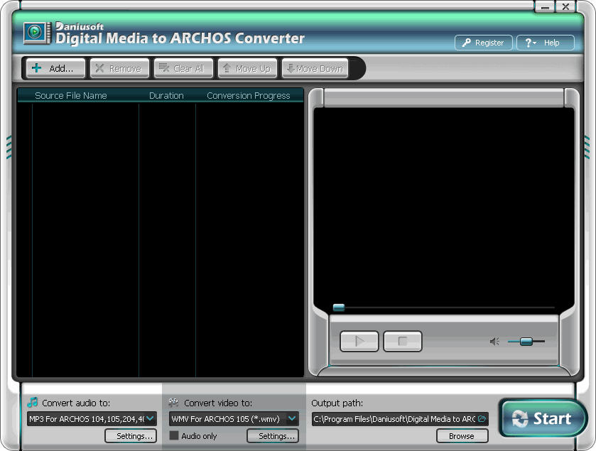 Digital Video to ARCHOS Converter 5.9 software screenshot