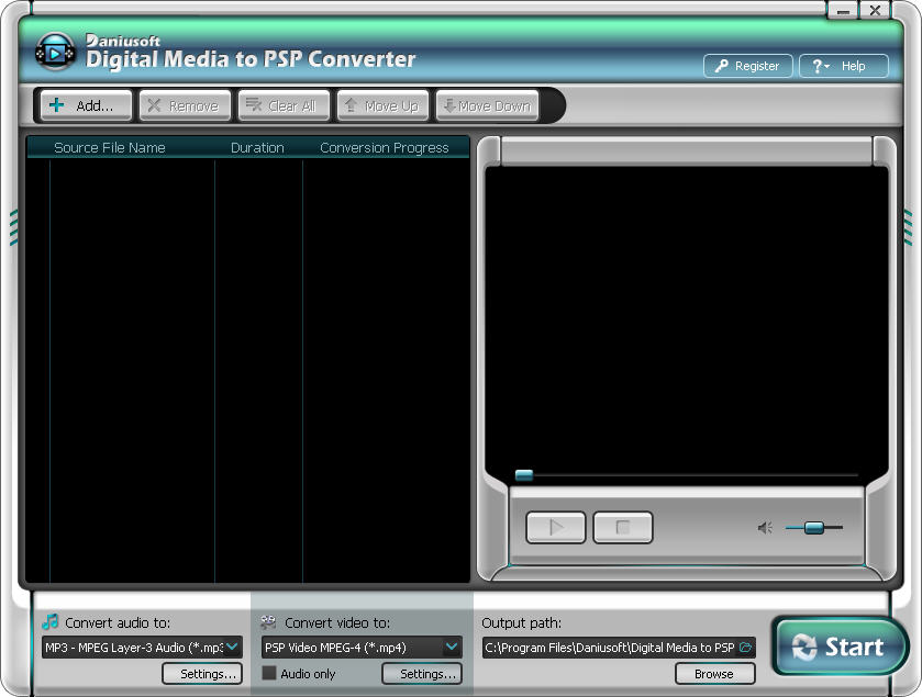 Digital Video to PSP Converter 5.9 software screenshot