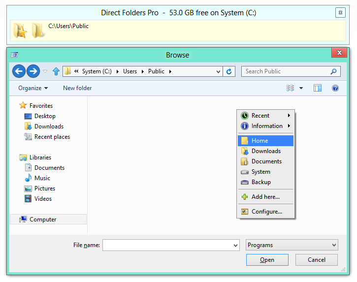 Direct Folders 3.72 software screenshot