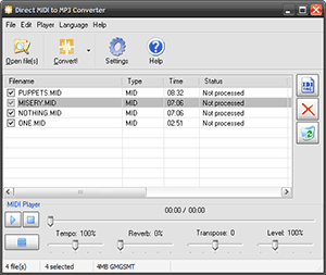 Direct MIDI to MP3 Converter 6.2.2.47 software screenshot