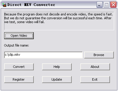 Direct MKV Converter 2.0.1.9 software screenshot