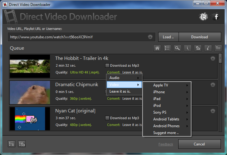Direct Video Downloader 2.10 software screenshot