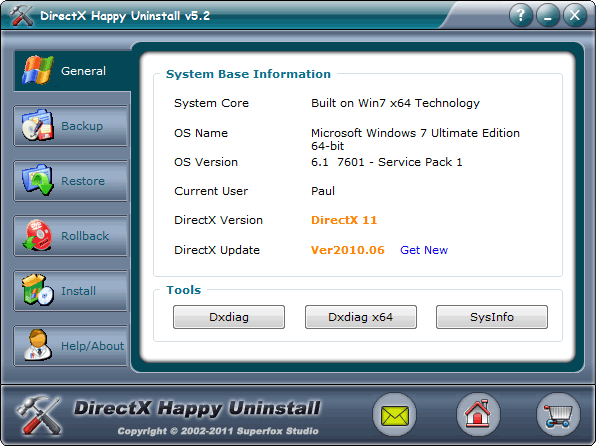 DirectX Happy Uninstall 6.7 software screenshot