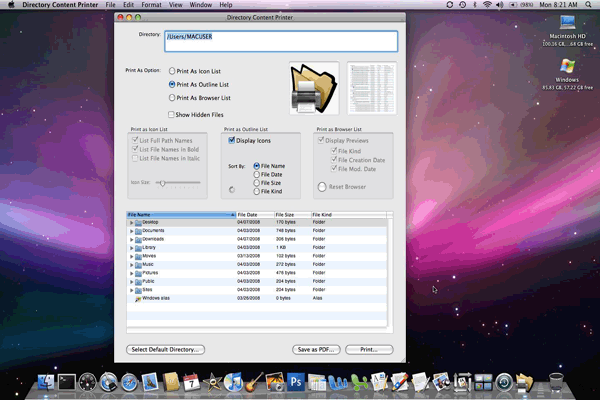 Directory Content Printer 1.5 software screenshot