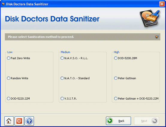 Disk Doctors Data Sanitizer 1.0.0 software screenshot
