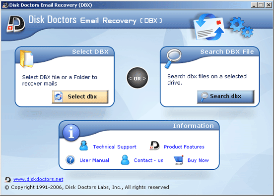 Disk Doctors Email Recovery (DBX) 1.0.2 software screenshot