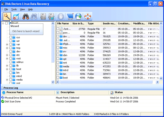 Disk Doctors Linux Data Recovery 1.0 software screenshot