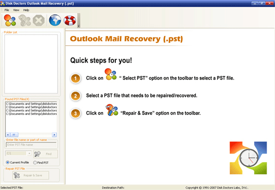 Disk Doctors Outlook Mail Recovery (pst) 1.0.0 software screenshot