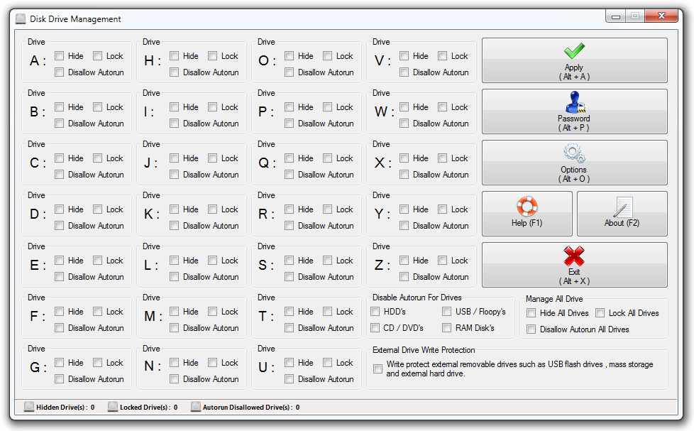 Disk Drive Management 1.3.2.0 software screenshot