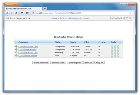 Disk Sorter Server 9.5.12 software screenshot