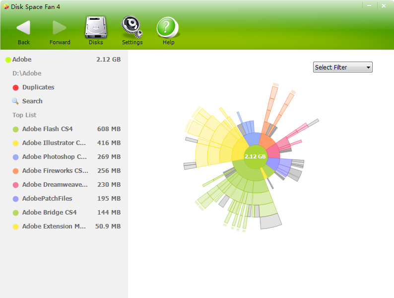 Disk Space Fan 4.5.4.152 software screenshot