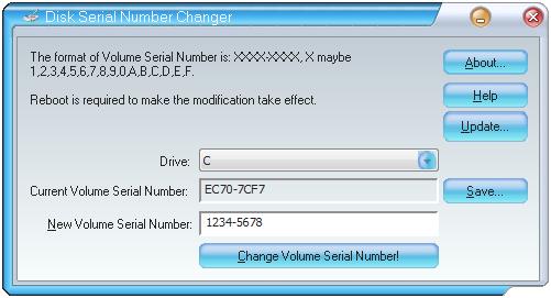 Disk Volume Serial Number Changer 1.82.29 software screenshot