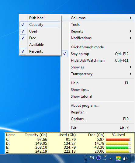 Disk Watchman 2.0 software screenshot