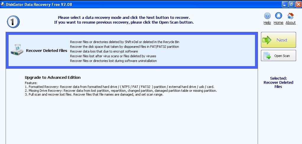 DiskGetor Data Recovery Free 2.1.5 software screenshot