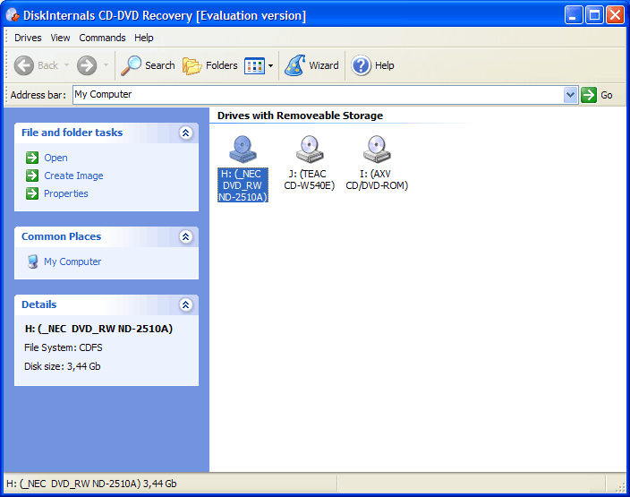 DiskInternals CD and DVD Recovery 3.5 software screenshot
