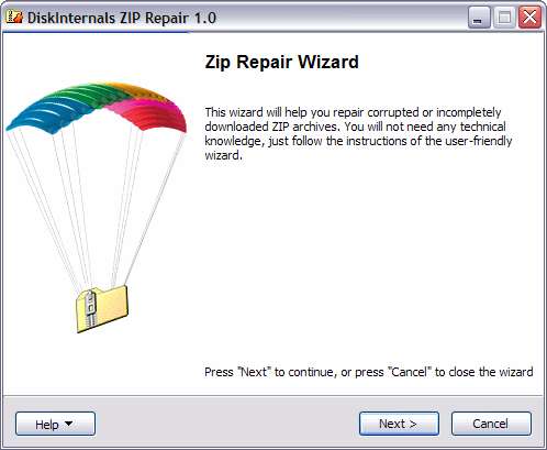 DiskInternals ZIP Repair 1.1 software screenshot