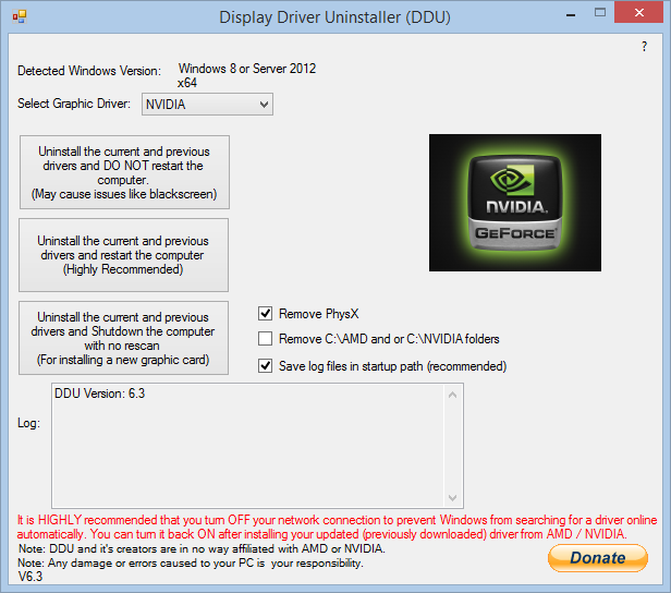 Display Driver Uninstaller 17.0.6.5 software screenshot