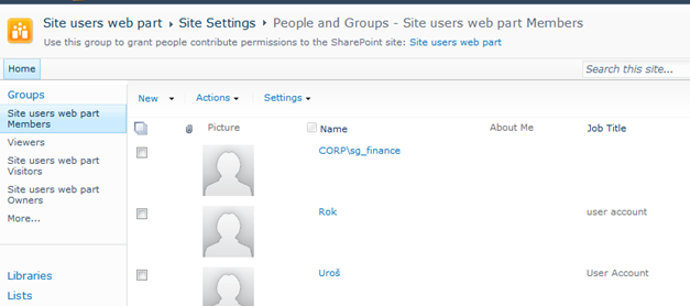 Display members of AD group in SharePoint 2010 1.9 software screenshot