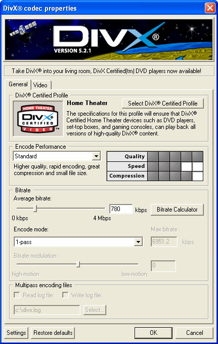 DivX Player (with DivX Codec) for 2K/XP 5.2.1 software screenshot