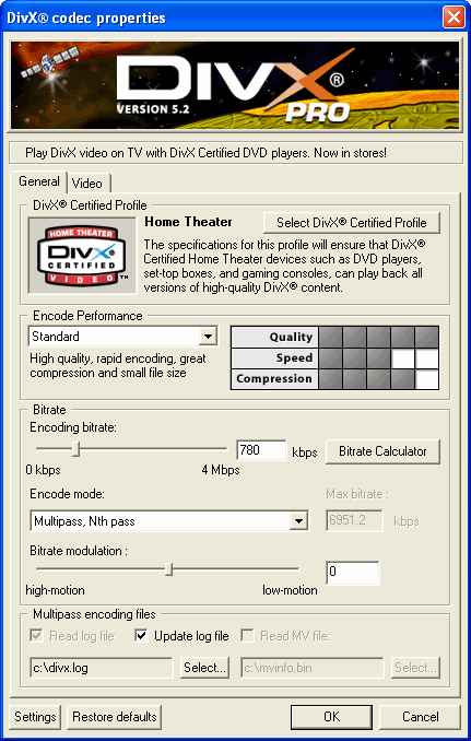 DivX Player with DivX Pro Codec (98/Me) 5.2.1 software screenshot
