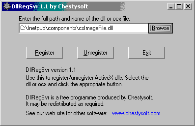 DllRegSvr 1.1 software screenshot
