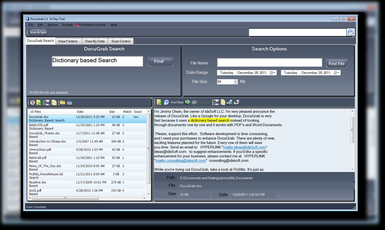 DocuGrab 1.3 software screenshot