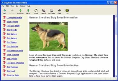 Dog Breed Encyclopedia 1.0 software screenshot