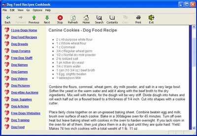Dog Food Recipes Cookbook 1.1 software screenshot