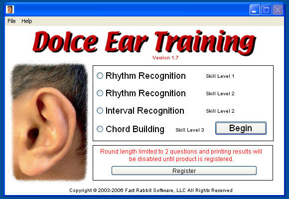 Dolce Ear Training 1.9.6 software screenshot