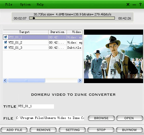 Domeru Video to Zune Converter 5.0 software screenshot