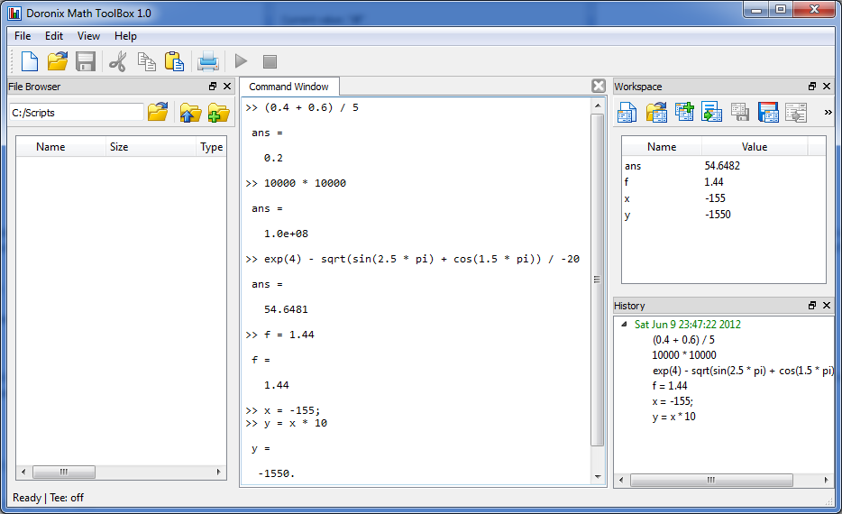 Doronix Math Toolbox 2.0 software screenshot