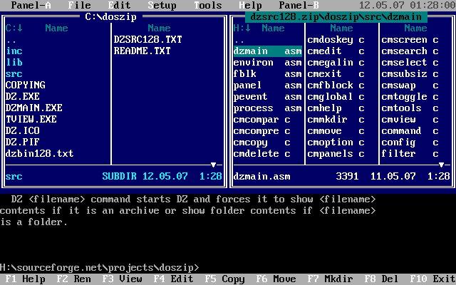 Doszip Commander 3.50 software screenshot