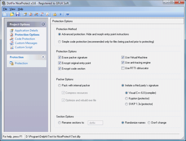 DotFix NiceProtect 4.3 software screenshot