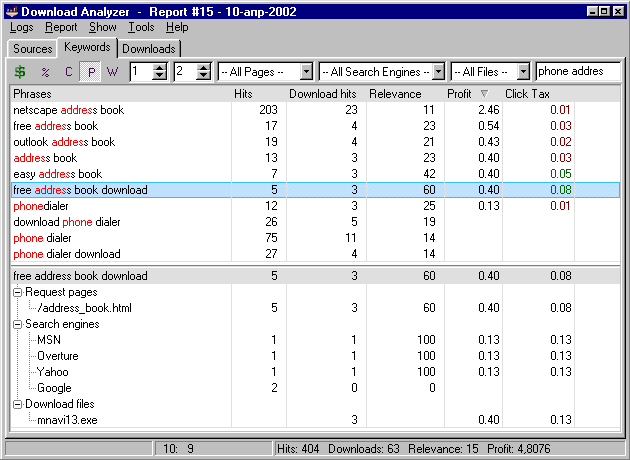 Download Analyzer 1.7 software screenshot