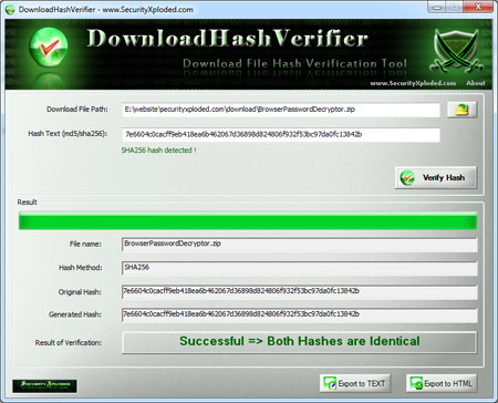 DownloadHashVerifier 4.5 software screenshot