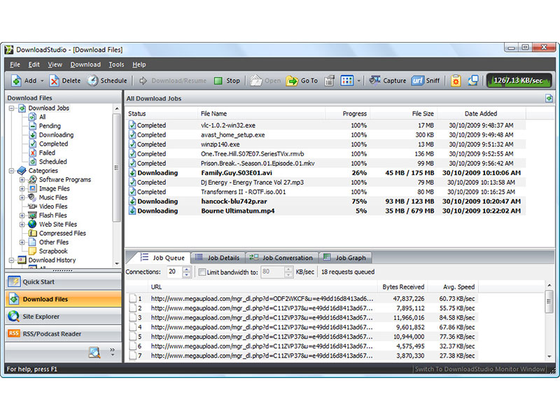 DownloadStudio 7.0.5.0 software screenshot