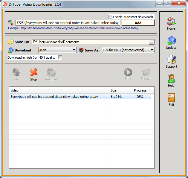 DrTuber Video Downloader 3.14 software screenshot
