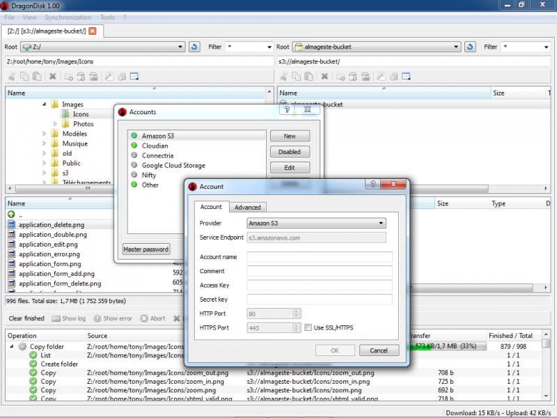 DragonDisk 1.03 software screenshot