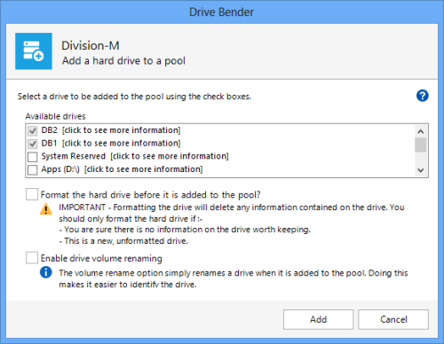 Drive Bender 2.4.0.0 software screenshot