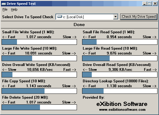 Drive Speed Checker 1.6 software screenshot