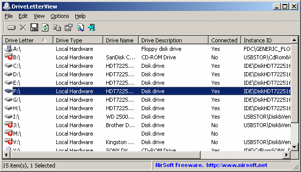 DriveLetterView 1.45 software screenshot
