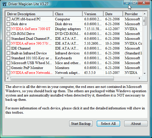Driver Magician Lite 4.65 software screenshot