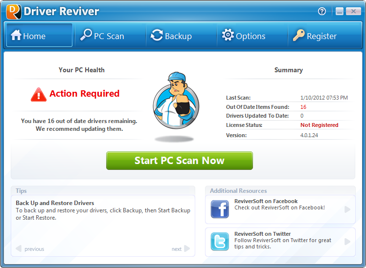 Driver Reviver 5.19.0.12 software screenshot