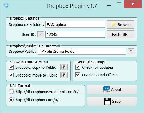 Dropbox Plugin 1.7 software screenshot