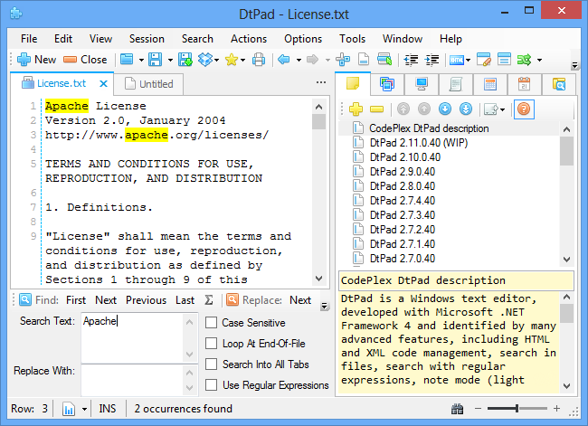 DtPad 2.11.0.40 Build 1303 software screenshot